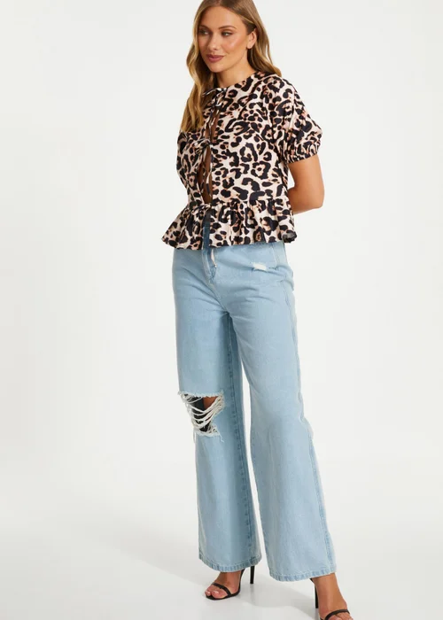 Quiz Brown Leopard Print Tie Top - 8 Image 3