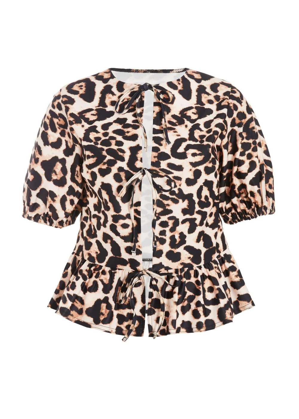Quiz Brown Leopard Print Tie Top - 8 Image 4