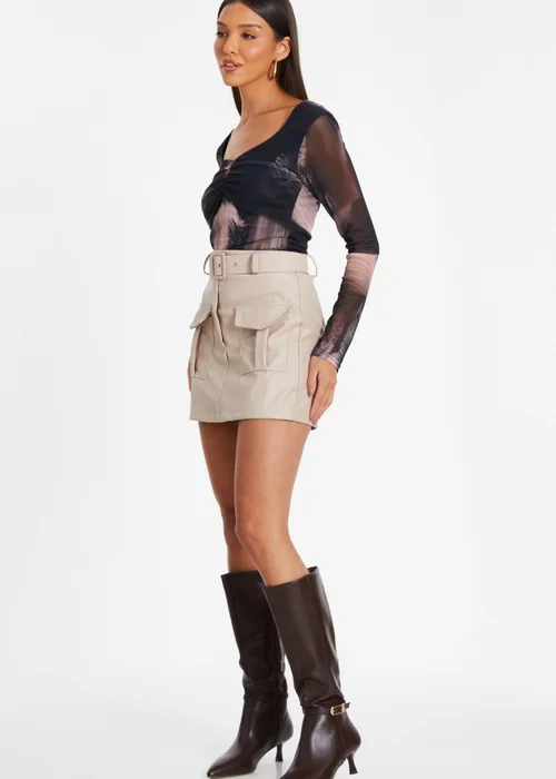 Quiz Black Mesh Marble Print Top - 8 Image 3