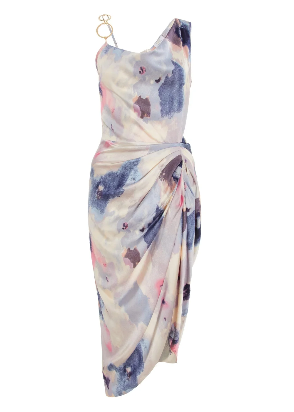 multi marble print satin ruched skirt corset detail midi dress Quiz Multi Satin Marble Print Ruched Midi Dress - 8