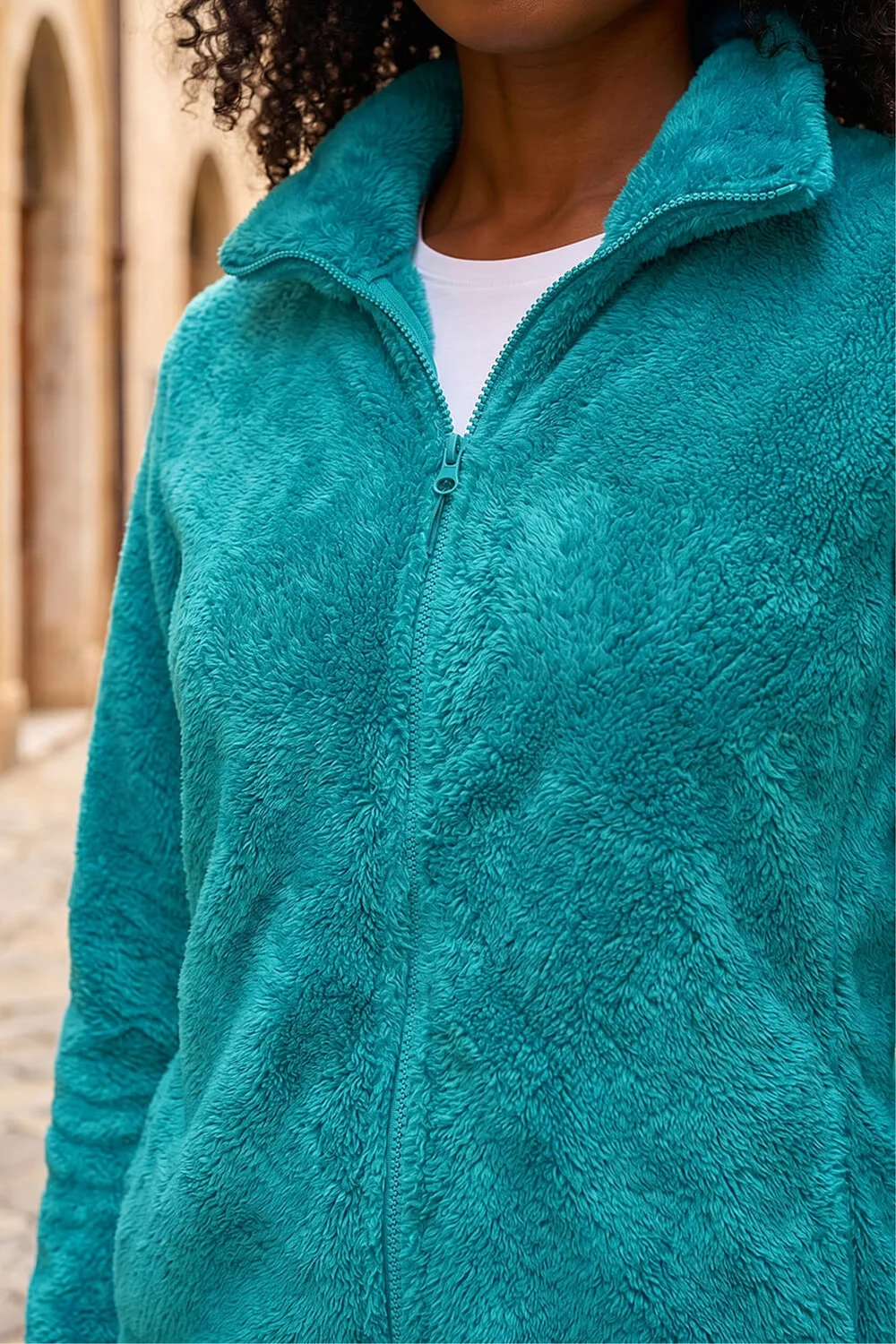 Roman Jade Soft Sherpa Fleece Jacket - XL Image 4