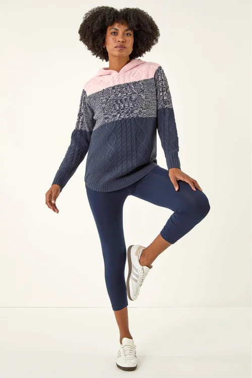 Roman Navy Elastic Waist Stretch Cropped Leggings - 20 Image 2