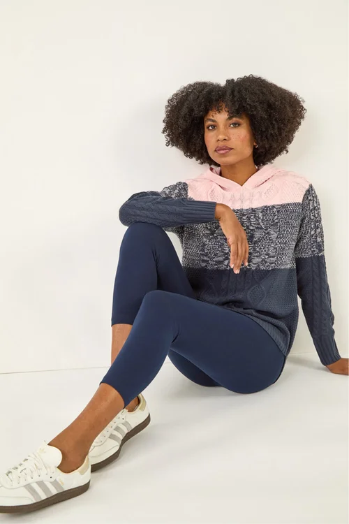 Roman Navy Elastic Waist Stretch Cropped Leggings - 20 Image 1