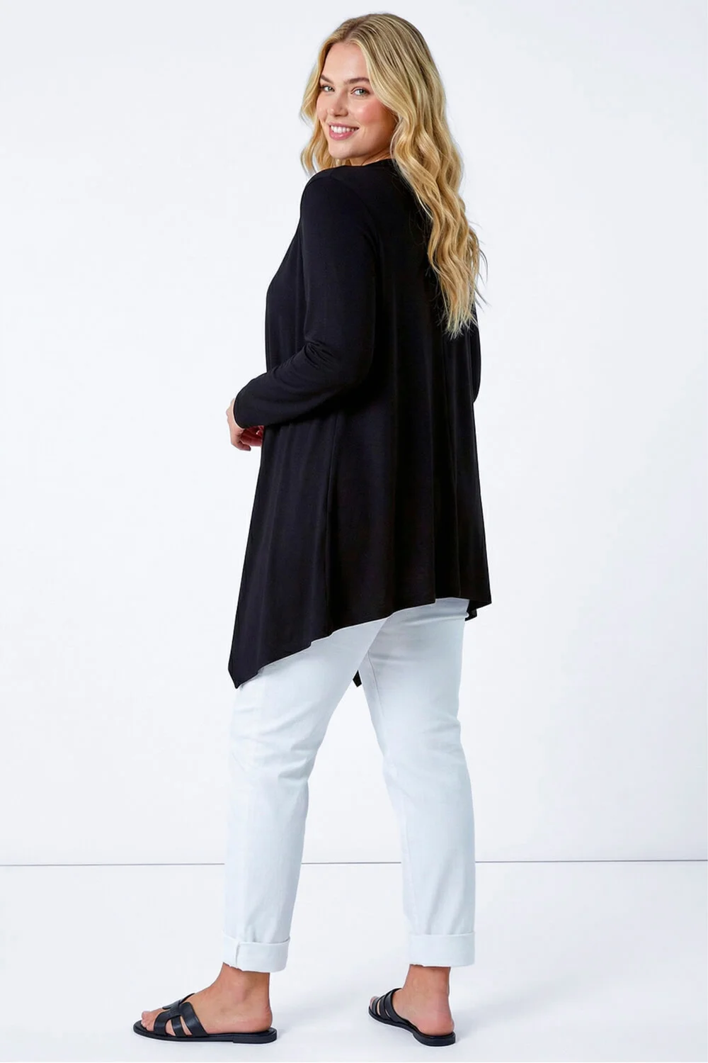 Roman Black Curve Waterfall Front Jersey Cardigan - 22-24 Image 3