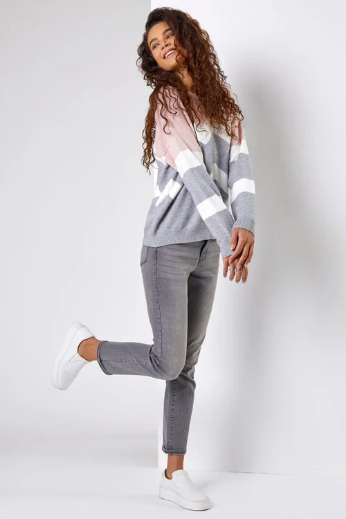 Roman Pink Zig Zag Contrast Jumper - 14 Image 3