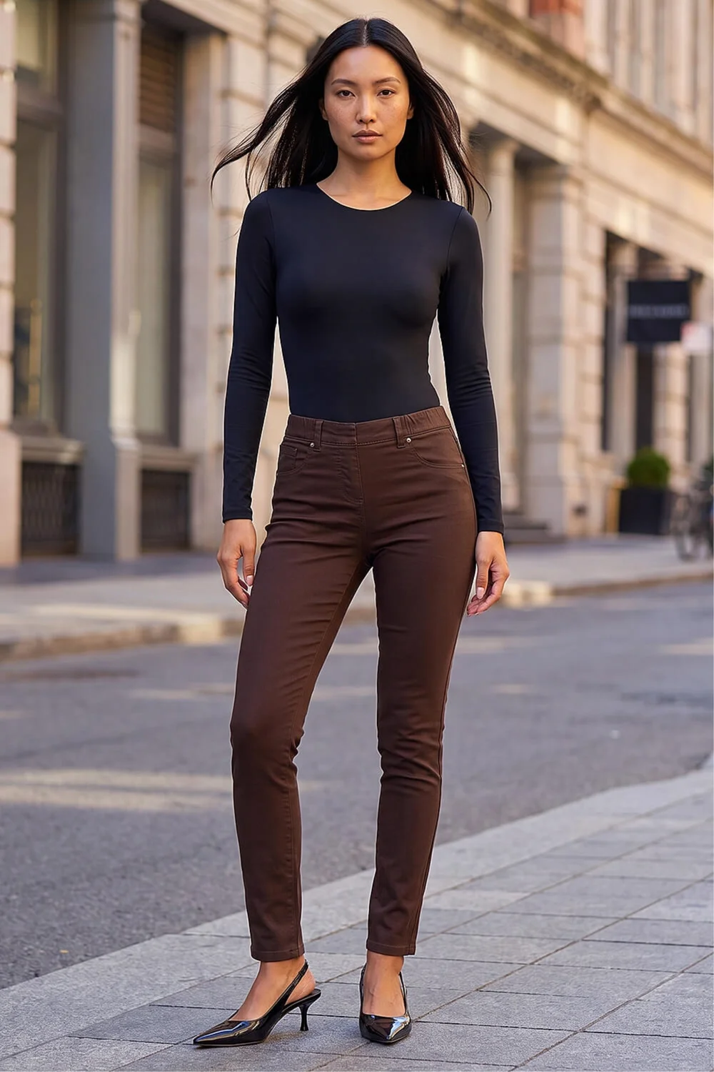Roman Chocolate 31' Denim Stretch Elastic Waist Jegging - 12 Image 2