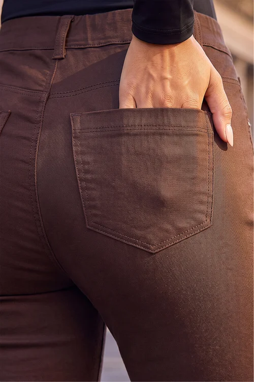Roman Chocolate 31' Denim Stretch Elastic Waist Jegging - 12 Image 4