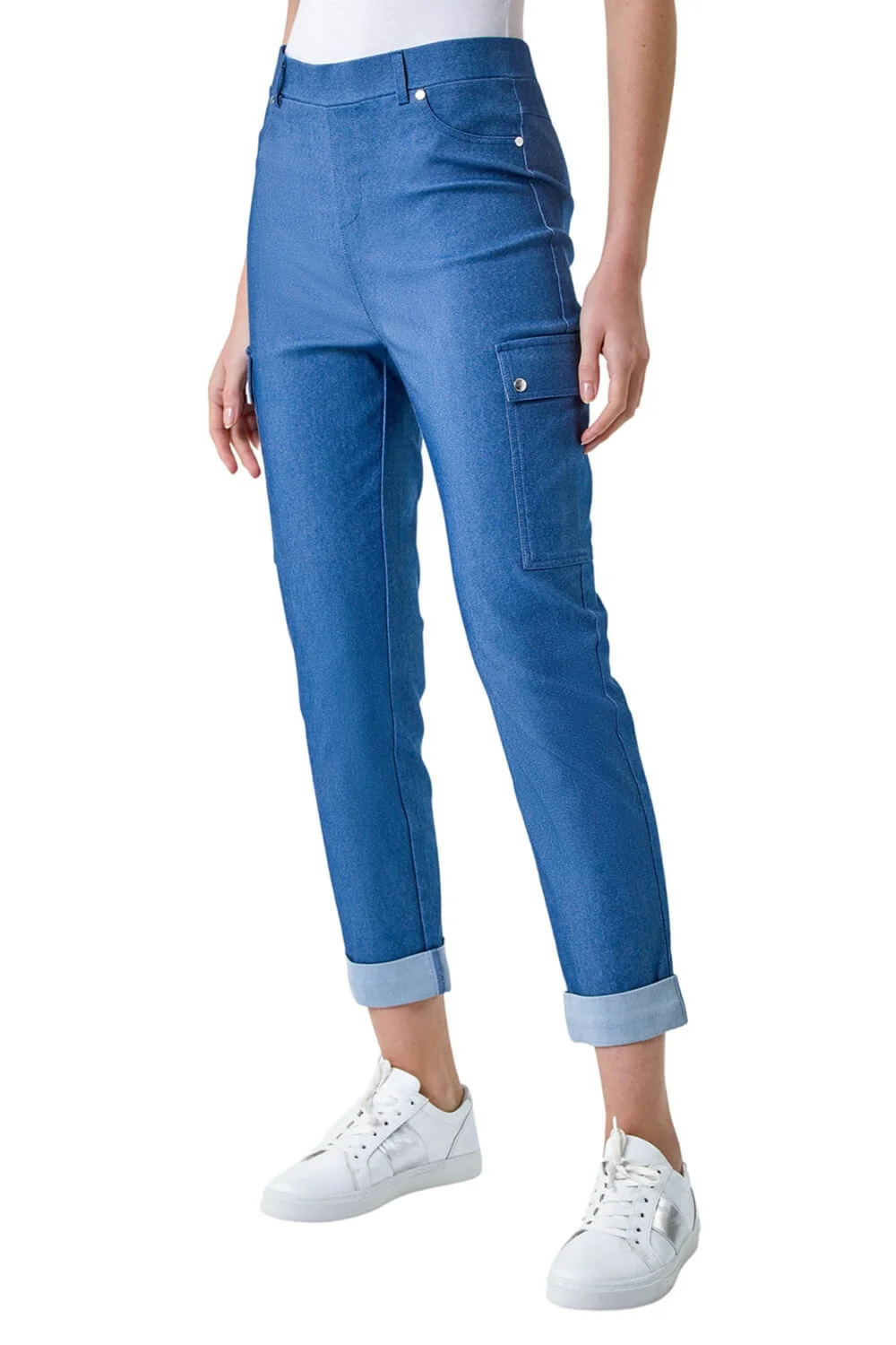 Roman Denim Turn Up Stretch Cargo Trousers - 10 Image 1