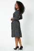 Roman Black Petite Polka Dot Midi Stretch Dress - 18 Image 3