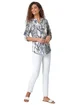 Roman Grey Textured Animal Print V-Neck Stretch Shirt - Size 16 Image 2