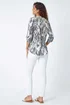 Roman Grey Textured Animal Print V-Neck Stretch Shirt - Size 16 Image 3