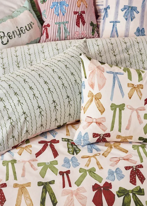 furn. Blush Pink Noortje Bows Trending Duvet Cover Set - Single Image 3