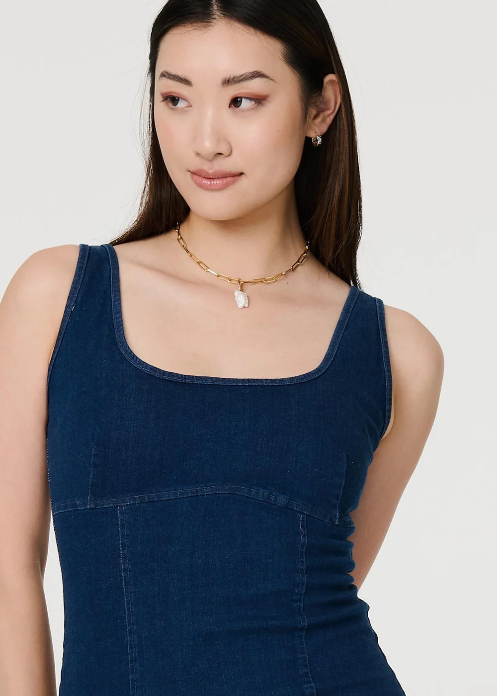Izabel London Blue Denim Bodycon Midi Dress - 12 Izabel London Blue Denim Bodycon Midi Dress - 12