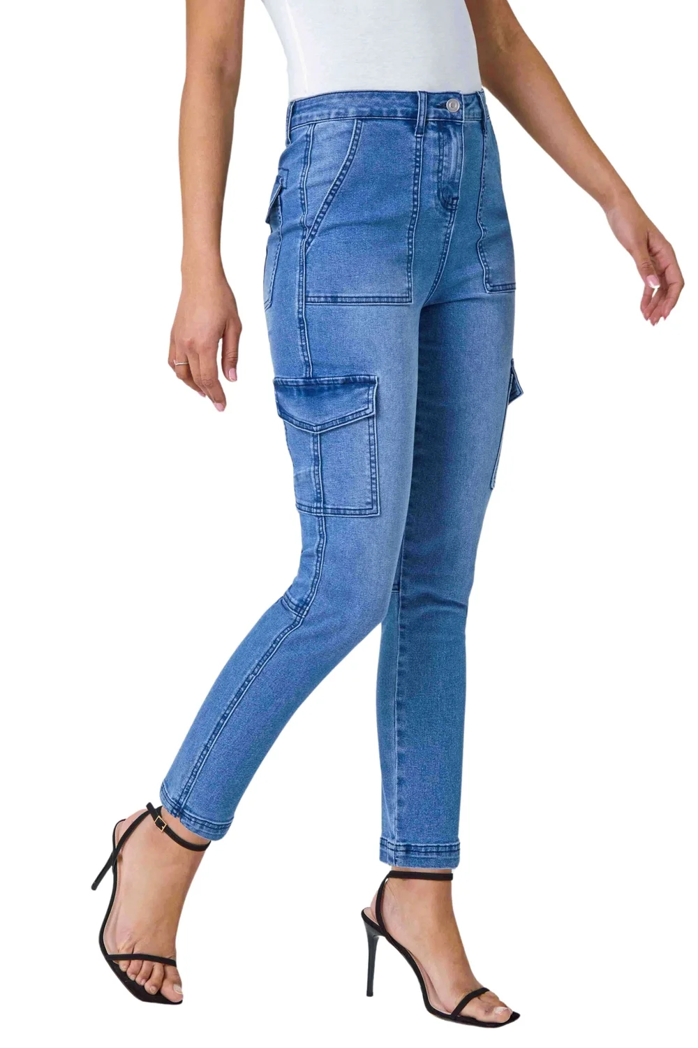 Roman Denim Cotton Blend Cargo Stretch Jegging - 10 Image 2