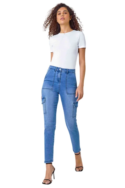 Roman Denim Cotton Blend Cargo Stretch Jegging - 10 Image 1