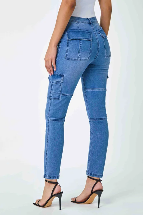 Roman Denim Cotton Blend Cargo Stretch Jegging - 10 Image 4