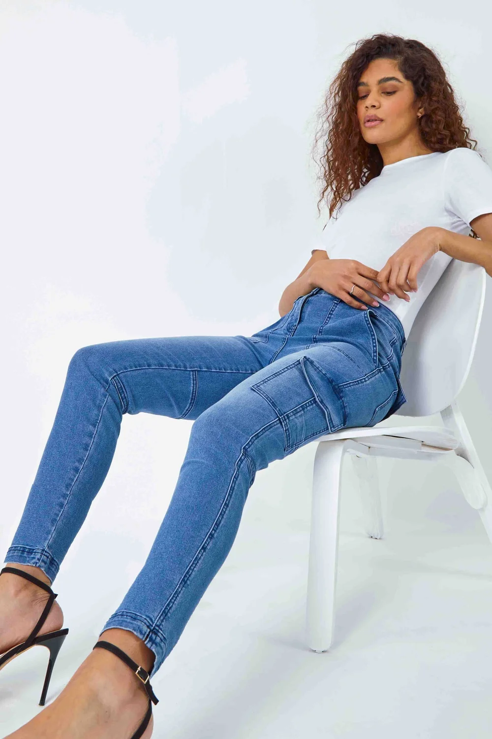 Roman Denim Cotton Blend Cargo Stretch Jegging - 10 Image 3