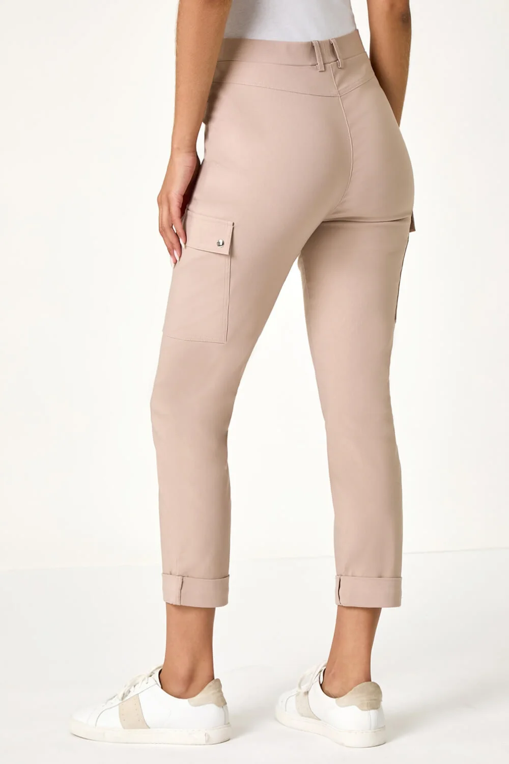 Roman Natural Turn Up Stretch Cargo Trousers - 10 Image 4