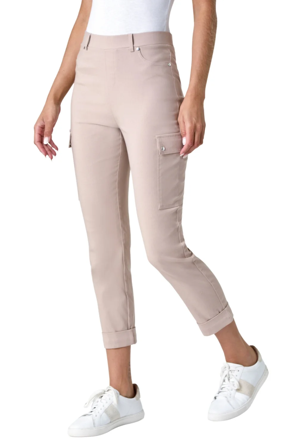Roman Natural Turn Up Stretch Cargo Trousers - 10 Image 1