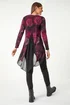 Roman Burgundy Foliage Puff Print Chiffon Hem Top - Size 14 Image 3
