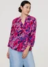Izabel London Pink Floral 3/4 Sleeve Collarless Blouse - Size 18 Image 1