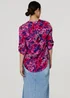 Izabel London Pink Floral 3/4 Sleeve Collarless Blouse - Size 18 Image 2