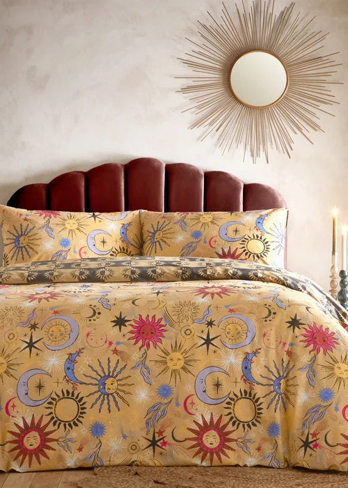 furn. Gold Ethereal Star Reversible Duvet Cover Set - Single Image 2