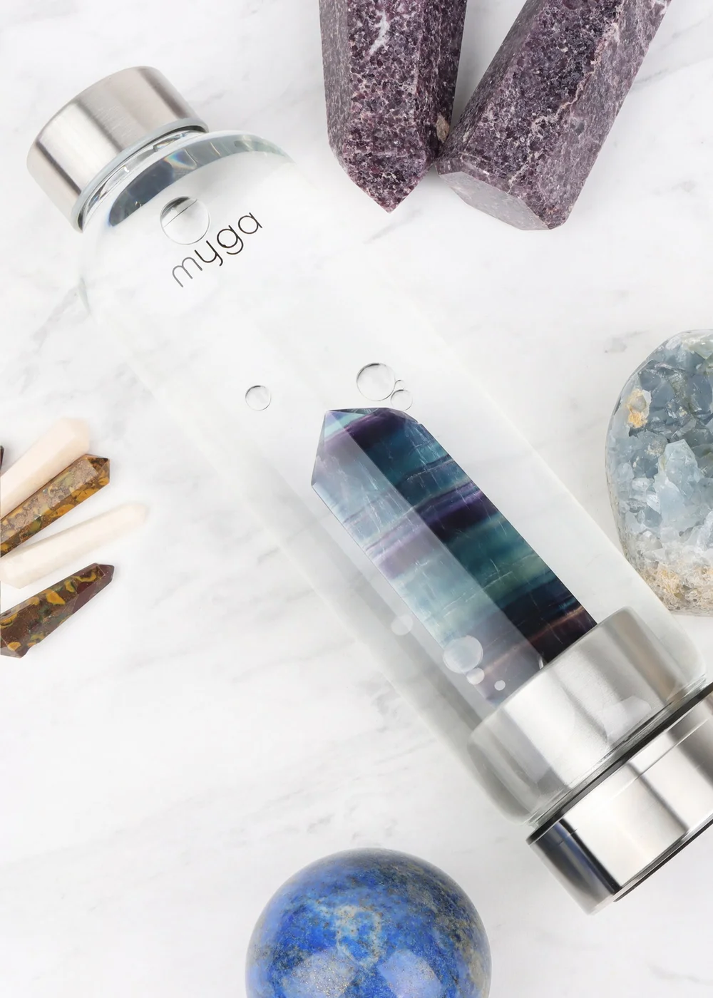 Myga Fluorite Crystal Water Bottle - One Size Image 2