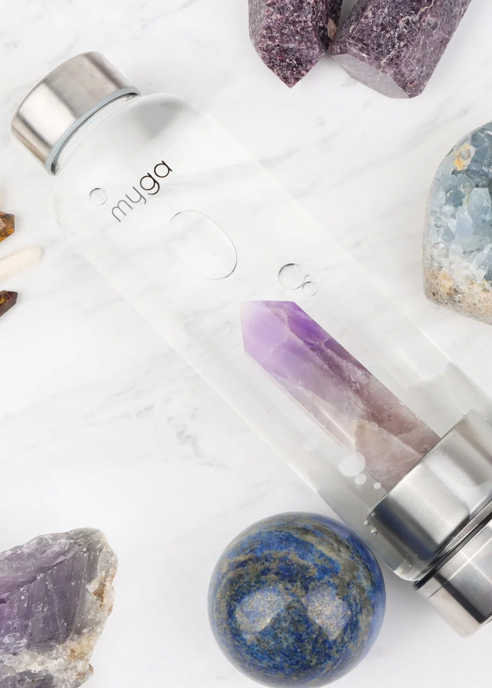 Myga Amethyst Crystal Water Bottle - One Size Image 2