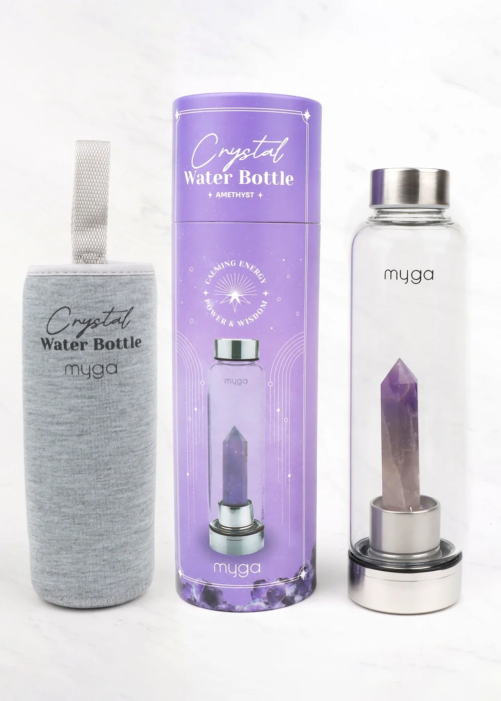 Myga Amethyst Crystal Water Bottle - One Size Image 4