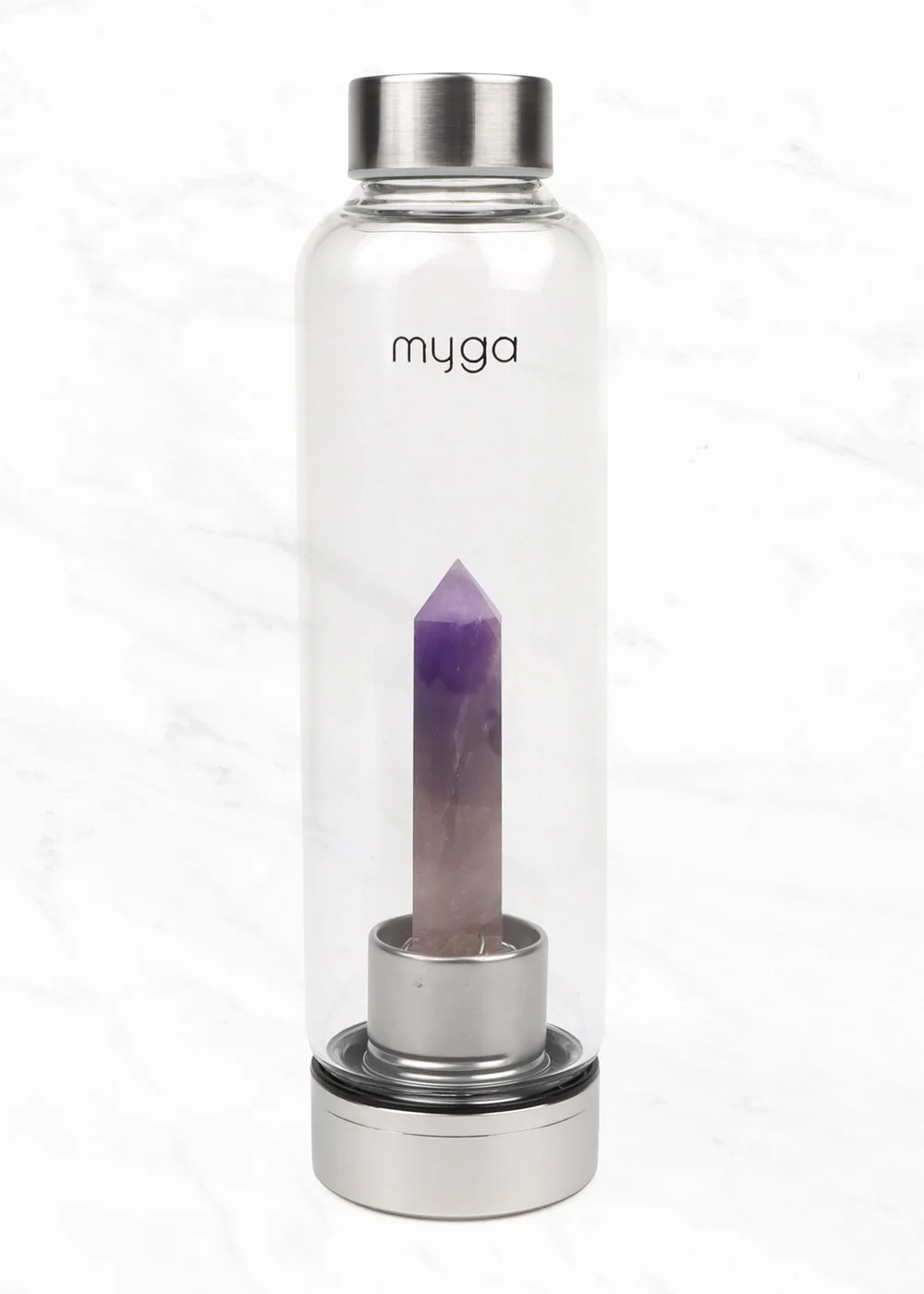 Myga Amethyst Crystal Water Bottle - One Size Image 1