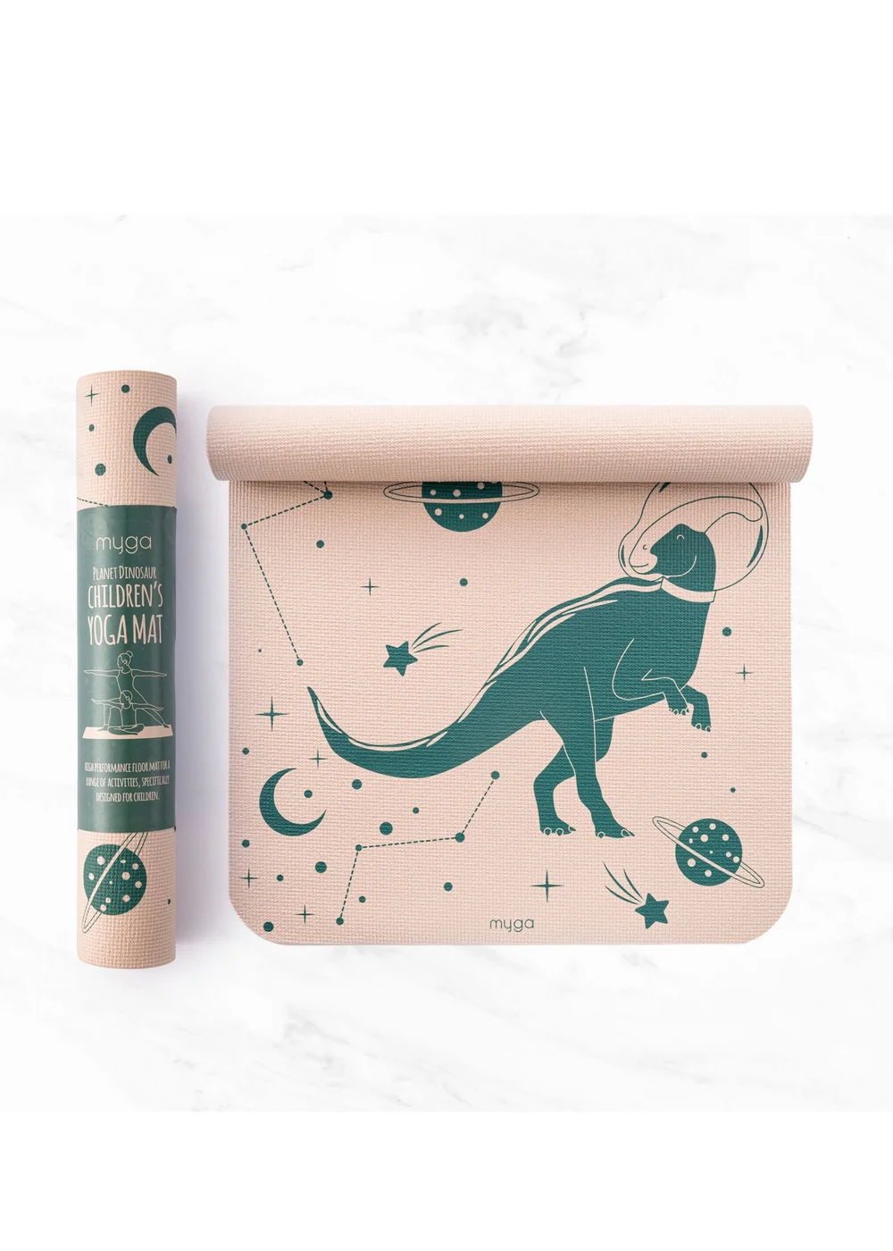 Myga Beige Dino Silk Print Childrens Mat - One Size Image 1