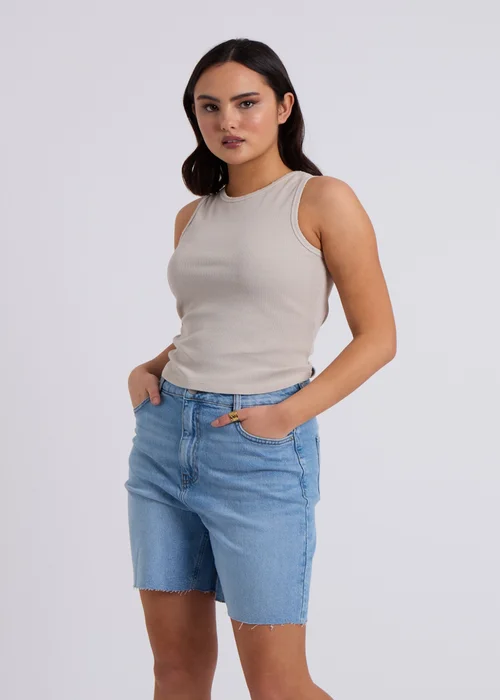 Urban Bliss Neutral Ribbed Washed Racer Vest - 8 Image 2