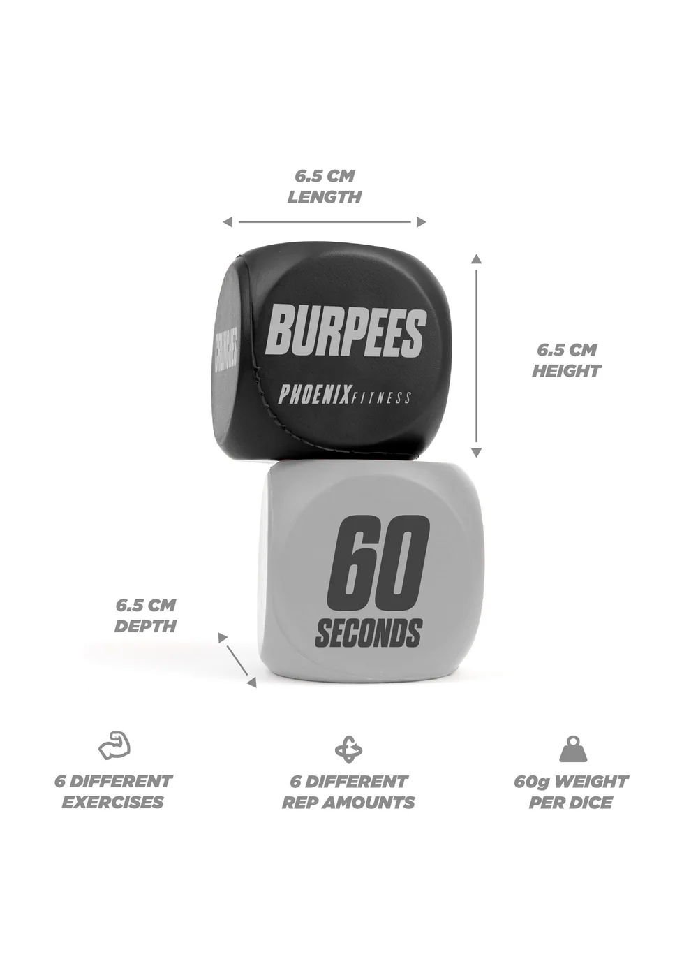 Phoenix Black Fitness Exercise Dice - One Size Image 5