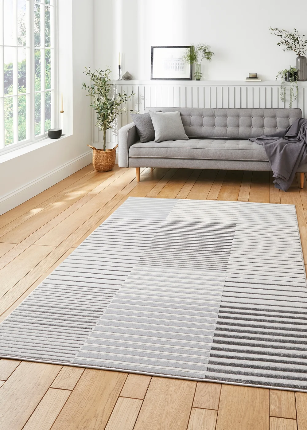Think Rugs Apollo Ivory Modern Linear Rug - 80 x 150 Image 1