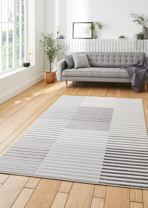 Think Rugs Apollo Ivory Modern Linear Rug - 80 x 150 Image 1
