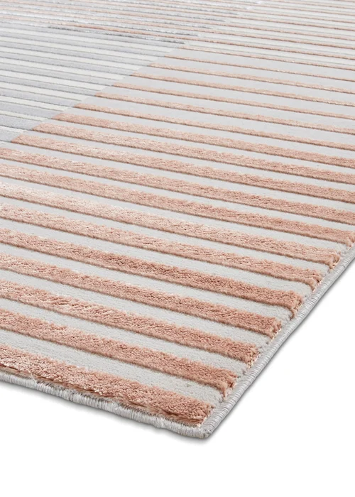 Think Rugs Apollo Grey/Pink Modern Linear Rug - 80 x 150 Image 4