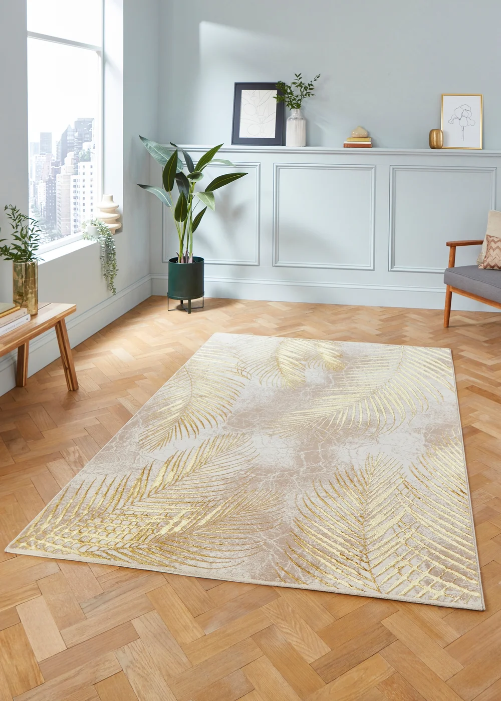 Think Rugs Creation Gold Botanical Rug - 120 x 170 Image 1
