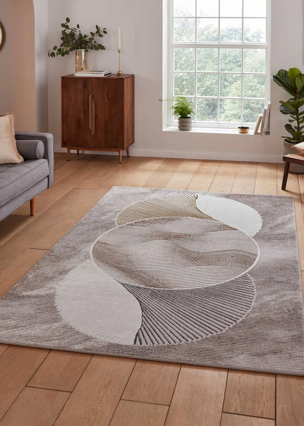 Think Rugs Creation Gold/Brown Modern Geometric Rug - 120 x 170 Image 1