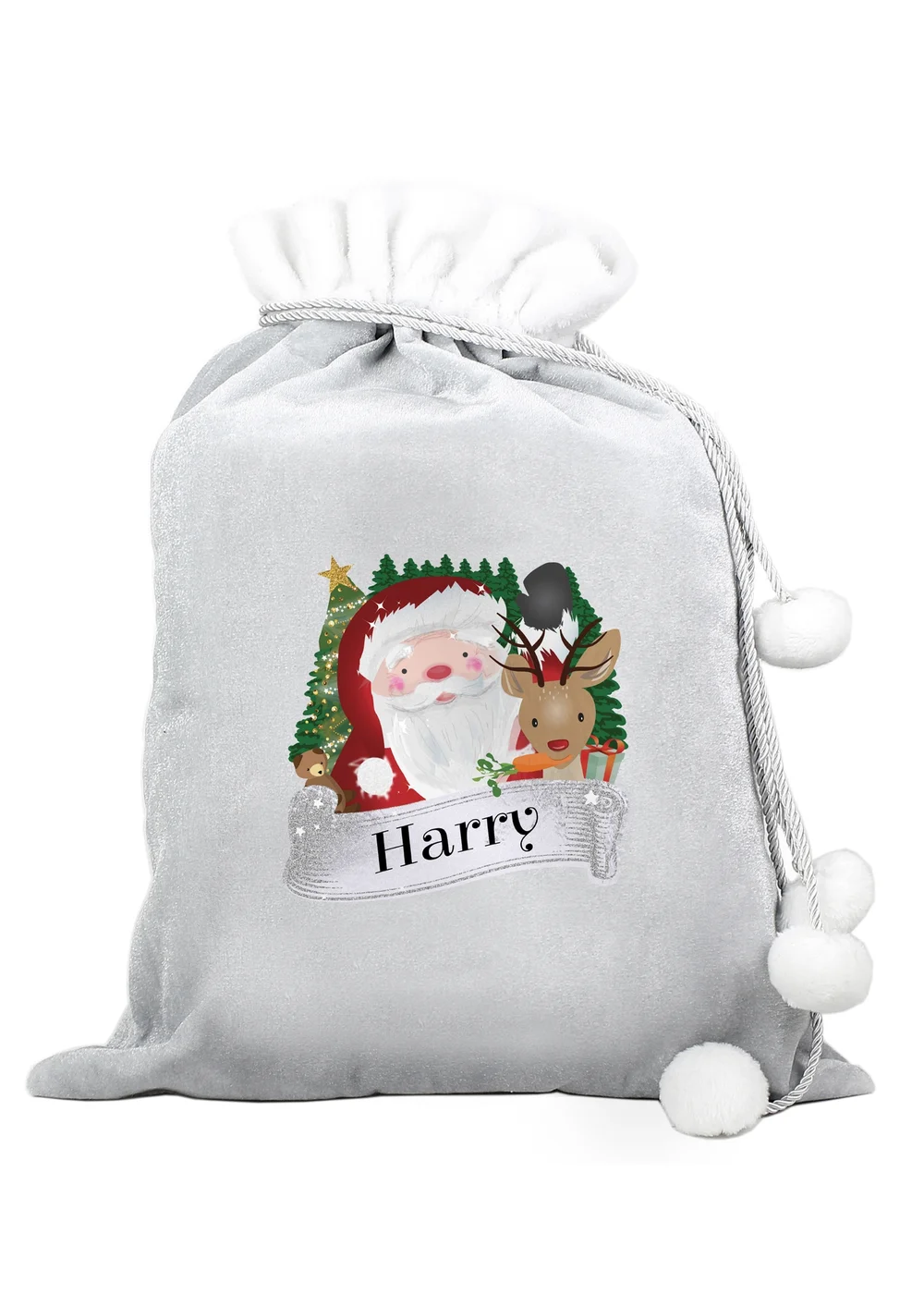 Personalised Memento Company Grey Christmas Santa Sack - One Size Image 1