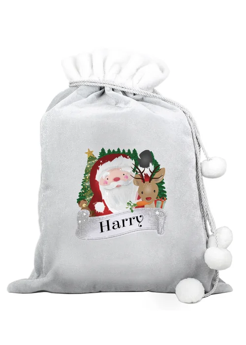 Personalised Memento Company Grey Christmas Santa Sack - One Size Image 1