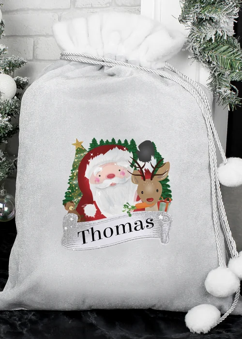 Personalised Memento Company Grey Christmas Santa Sack - One Size Image 2