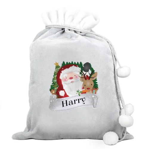 Personalised Memento Company Grey Christmas Santa Sack - One Size Image 4