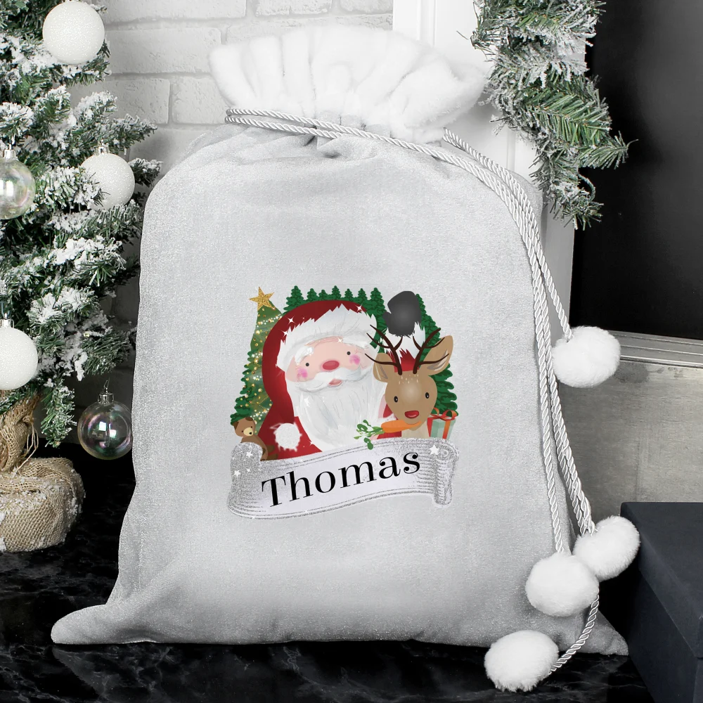 Personalised Memento Company Grey Christmas Santa Sack - One Size Image 3