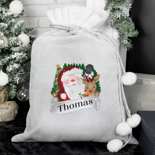 Personalised Memento Company Grey Christmas Santa Sack - One Size Image 3