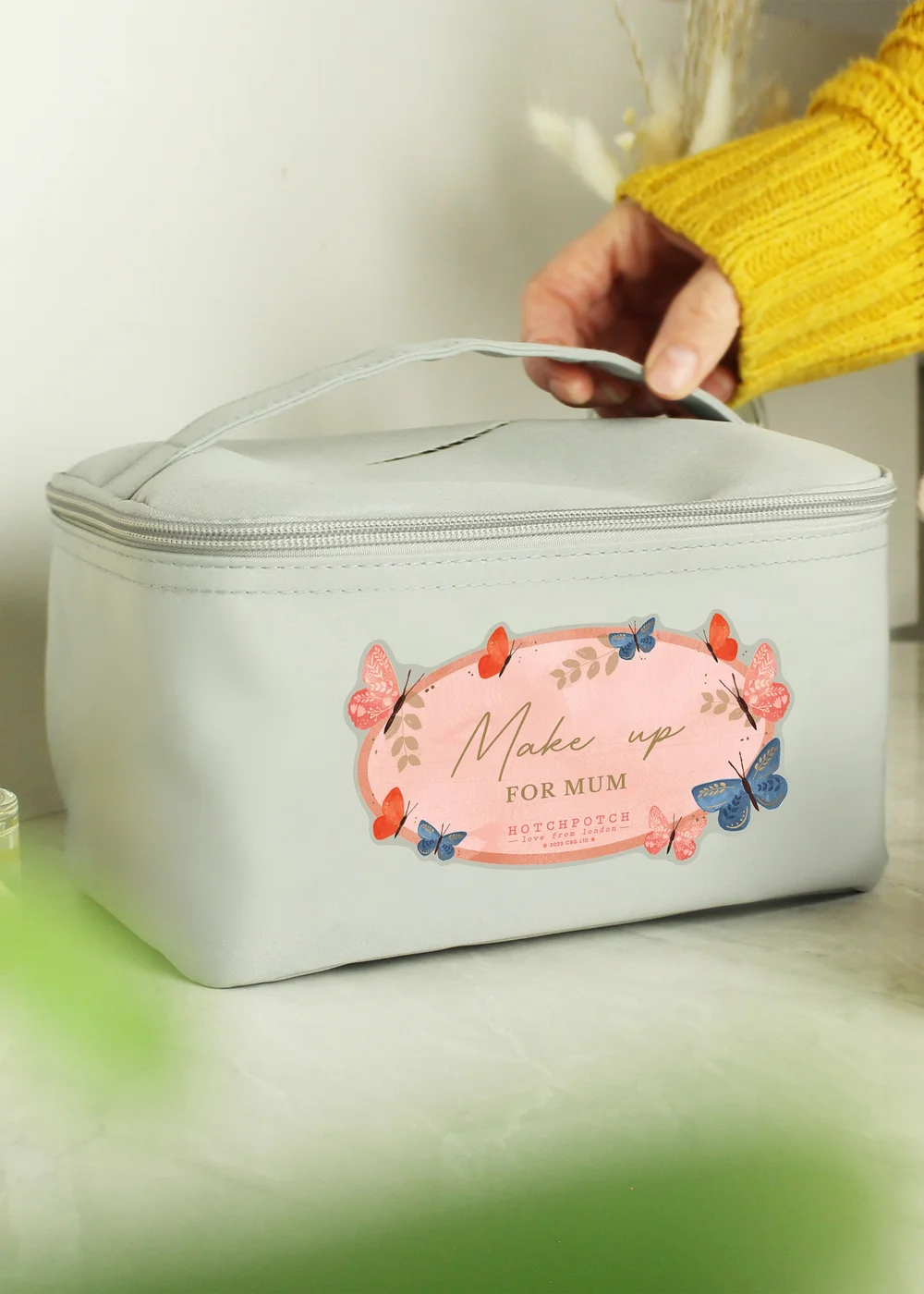 Personalised Memento Company Grey Hotchpotch Butterfly Toiletry Bag - One Size Image 3