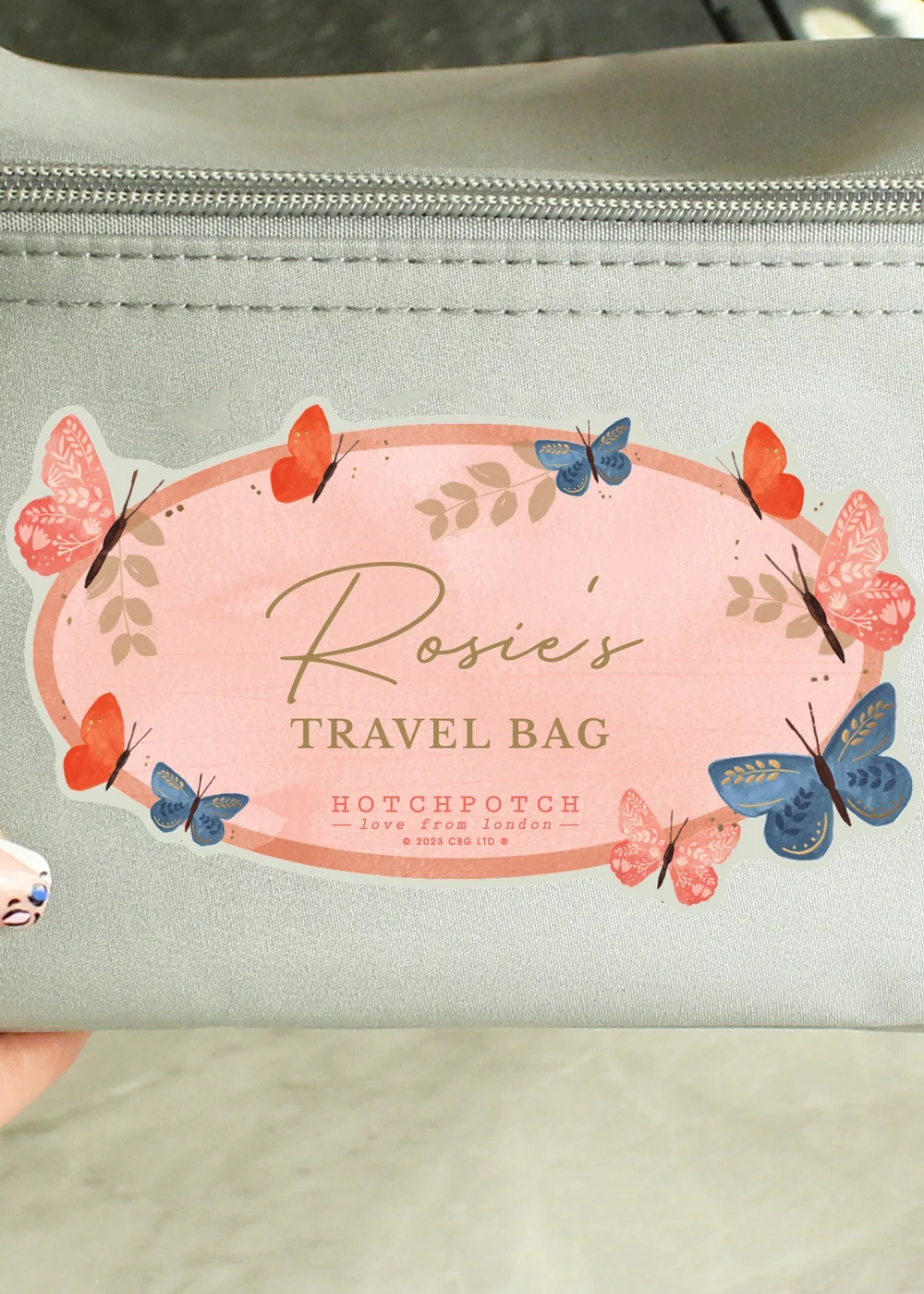 Personalised Memento Company Grey Hotchpotch Butterfly Toiletry Bag - One Size Image 2