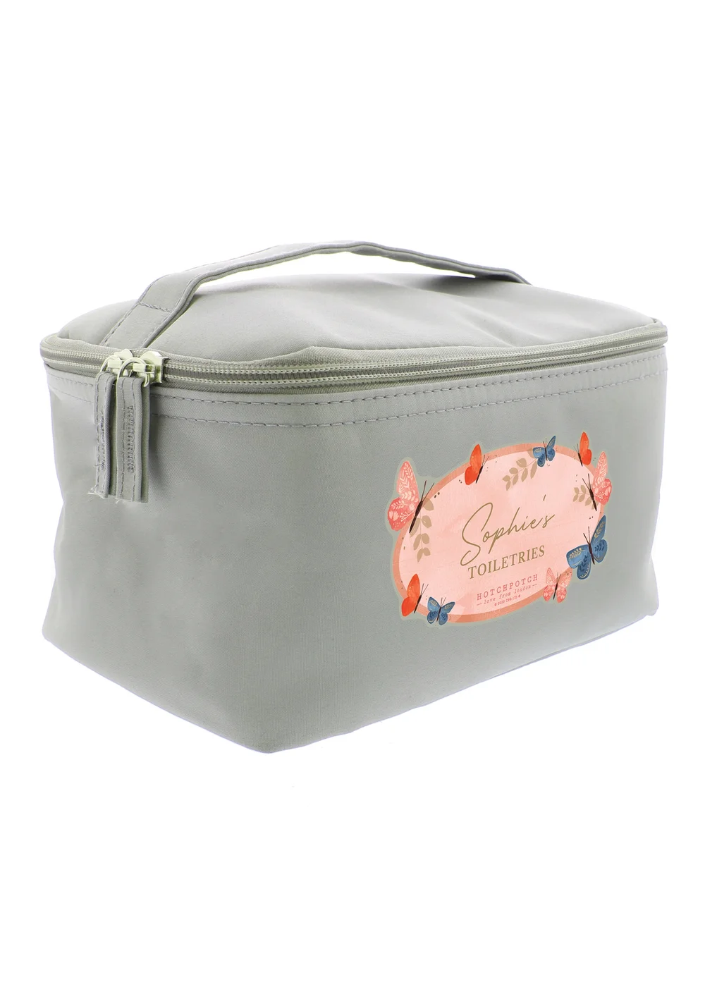 Personalised Memento Company Grey Hotchpotch Butterfly Toiletry Bag - One Size Image 1
