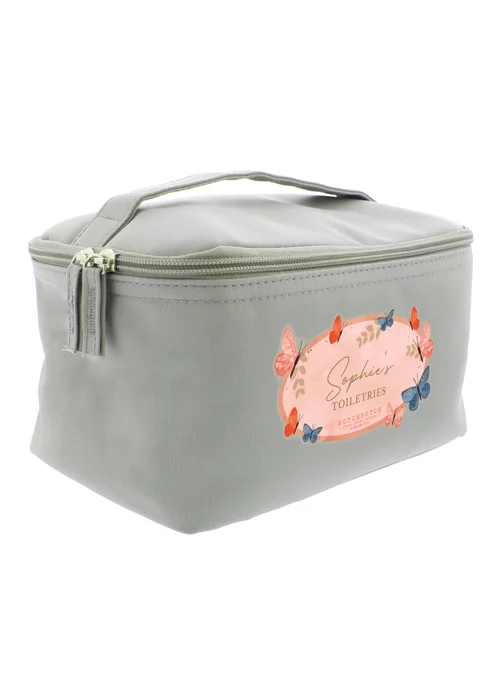 Personalised Memento Company Grey Hotchpotch Butterfly Toiletry Bag - One Size Image 1