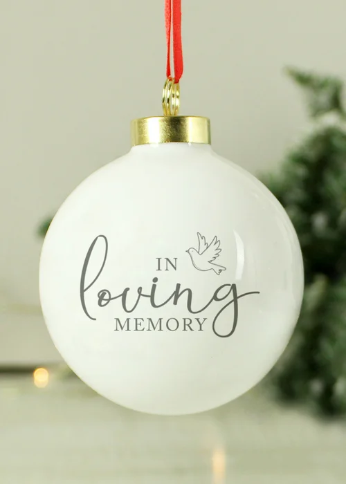 Personalised Memento Company White In Loving Memory Bauble - One Size Image 2